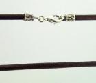 Collana  cuoio marrone mm 3 con finali artigianali in argento 925%°